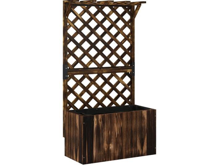 Modfu Blumenkastenhalter mit Rankgitter & Hängedach Fichtenholz 64x33x122 cm, Braun, Holz, 33x122x64 cm, Dekoration, Blumen & Blumentöpfe, Übertöpfe