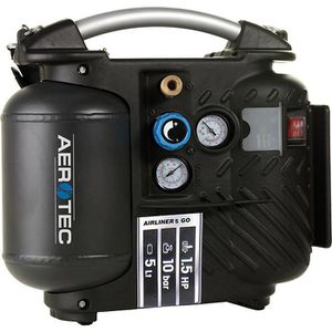 Aerotec Kompressor Airliner 5GO, 25112001, 78dB(A), 1100W,230V, 10 bar, ölfrei, mit Druckminderer & Manometer, Kesselinhalt 5L