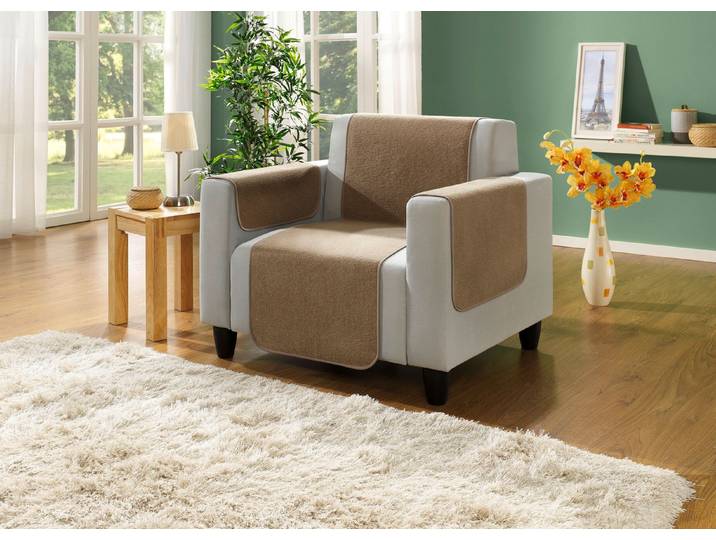 Hochwertige Wohnaccessoires mit Bandeinfassung, Sand, Größe 103 (Couchschoner, 100x200 cm)
