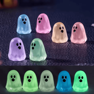 Inspire Curations 50PCS Glow In The Dark Ghost Mini Figures Halloween Miniature Decoration Set random Color 30pcs