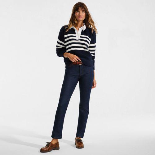 Straight Fit Recover Jeans Mid Waist, Damen, size: regular, Blau, Elasthan/Baumwoll-Mischung/Polyester-Mischung, by Lands' End