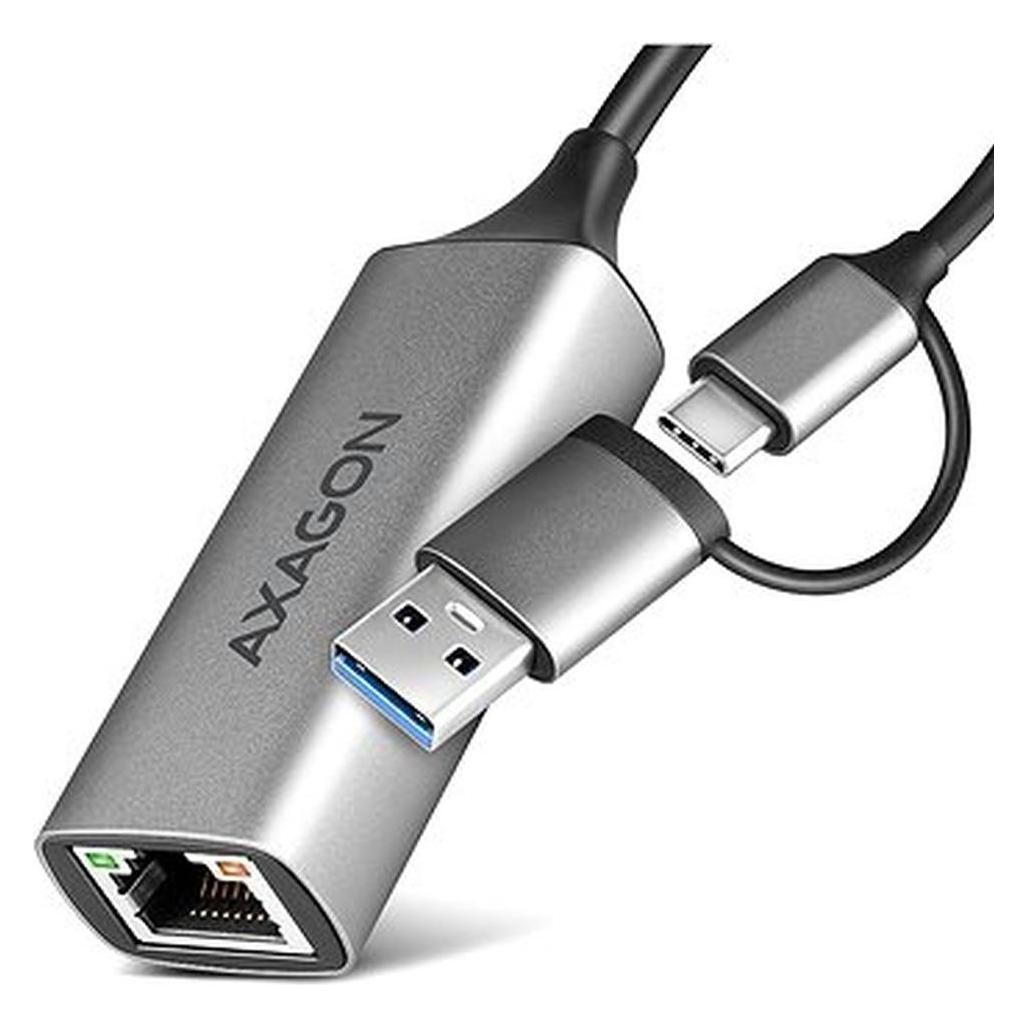 Axagon ADE-TXCA, USB-C + USB-A 3.2 Gen 1 - Gigabit Ethernet s????ov?? karta, Asix AX88179, auto instal (USB, USB-C) (ADE-TXCA)