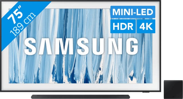 Samsung The Frame Pro 75 inch (2026) Mini LED TV met Samsung HW-S800D Soundbar Zwart