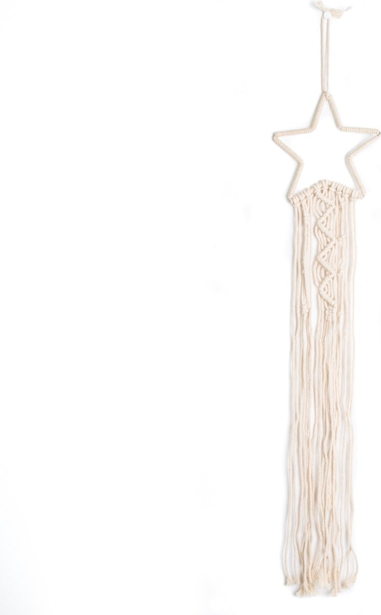 Spiru Macramé Ster Wit Wanddecoratie 65 cm