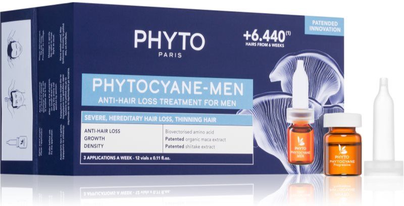Phyto Phytocyane Anti-Hair Loss Treatment For Men hårvækstbehandling mod hårtab 12x3.5 ml