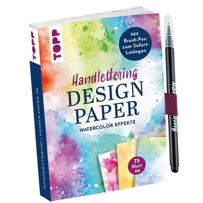 Handlettering Design Paper World of Watercolor A6 mit Brush Pen