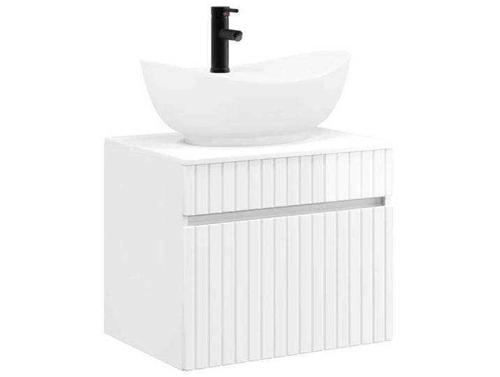 Elégance - Chic Armoire Haute et Cabinet sous lavabo - Ensemble de mobilier de salle de bain - Blanc brillant_0387861