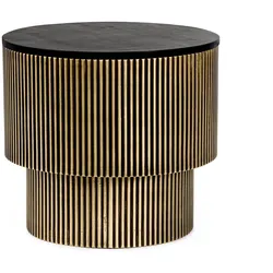 Couchtisch Virat aus Mangoholz, rundes Design, modern, gold und schwarz, Ø 50 cm