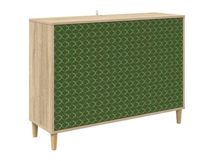 LASWWQMRF Sideboard GELEEN Sonoma 102 x 33 x 75 cm Kommode Vielseitige Kommode fürs Wohnzimmer mit dekorativem Muster, erhöhten Füßen für Luftzirkulation und 3 Türen.