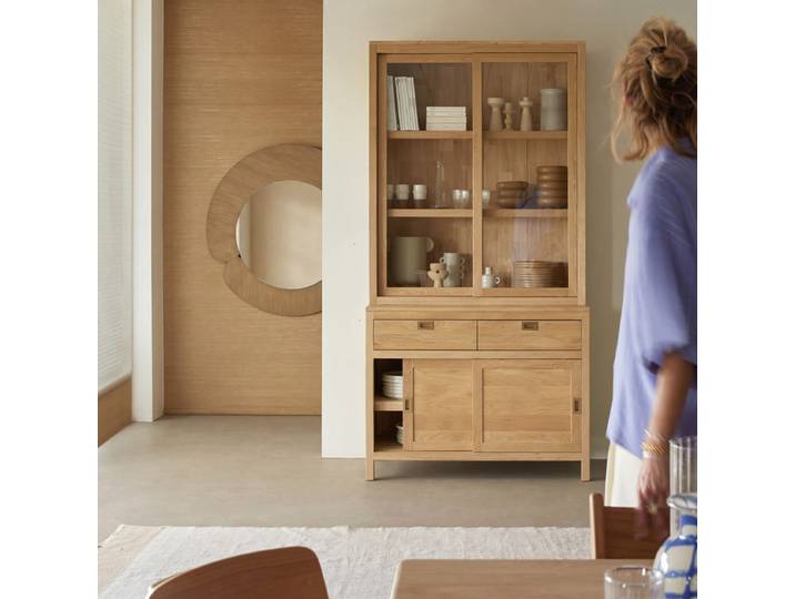 Heidi - Geschirrschrank aus massivem Eichenholz 110 cm - Natur