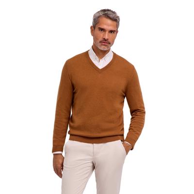 Strickpullover FALKE "Pure Lambswool", Herren, Gr. S, tawny (5124), Pullover Strickpullover