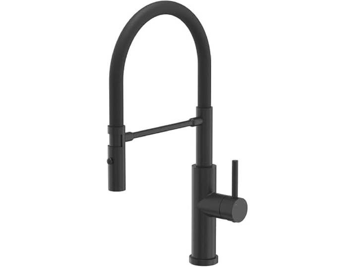 QUADRON Küchenarmatur ANDY SteelQ Mischbatterie 360°, Farbe: Schwarz, Höhe: 46 cm QFix-Funktion, Drehung- Wasserhahn für Küche aus Edelstahl, Kopfteil: Keramik, Armatur Küchenspüle