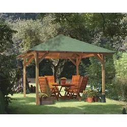 Karibu 4-Eck Pavillon Cordoba kesseldruckimprägniert inkl. gratis H-Pfostenanker