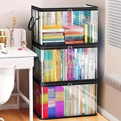 2/3/4 robuste, transparente Aufbewahrungsboxen mit Klappdeckel – große, rechteckige Organizer-Boxen, platzsparend stapelbar, für Bücher, Kleidung, Büro, Zuhause und Reisen