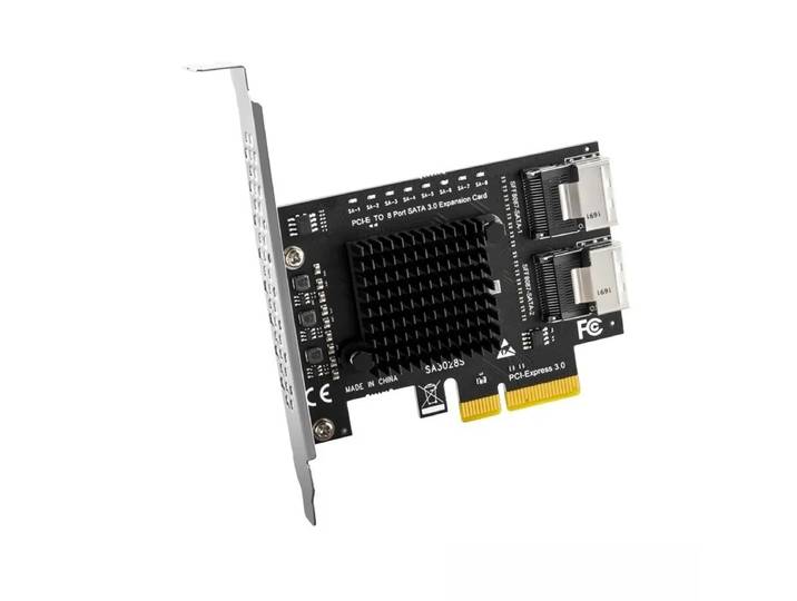 Carte d'extension adaptateur de disque dur SATA 3.0 8 ports Mini SAS SATA vers PCIe