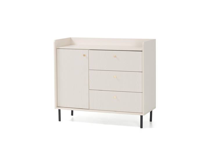 Kommode GLORIA Sideboard mit 3 Schubladen, 1 Tür, Sand Beige, Moderner Stil