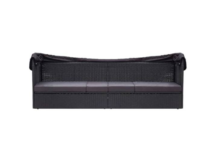 GPUTYGHN Outdoor-Sofabett mit Dach Poly-Rattan Schwarz PE-Rattan, Stahlrahmen, abnehmbares Sitzkissen, wetterbeständig, für Pool, Garten, Terrasse