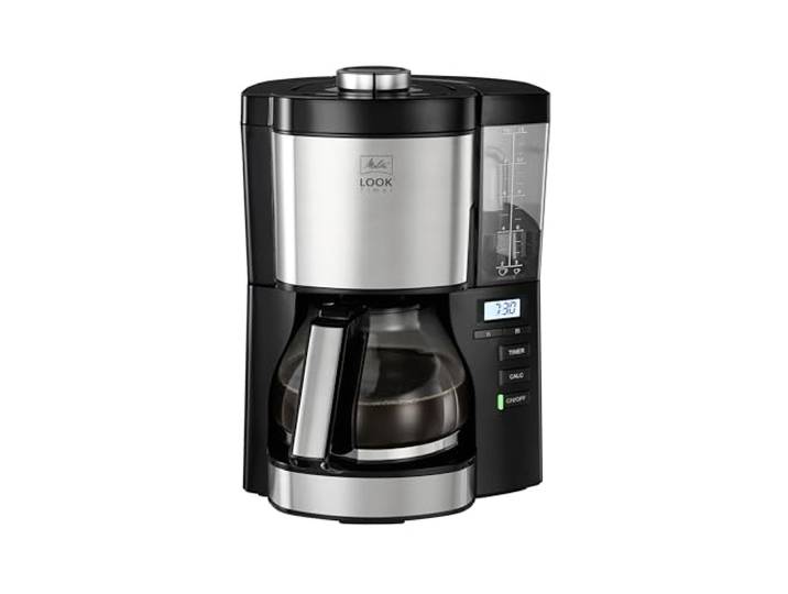Melitta\, Cafetière Filtre LOOK V Timer 1\,25L Noir/Acier\, Cafetière Programmable\, Fonction AromaSelector\, Fonction Minuteur\, Porte-filtres 1x4\, 10 Tasses\,1025-08\,1080W