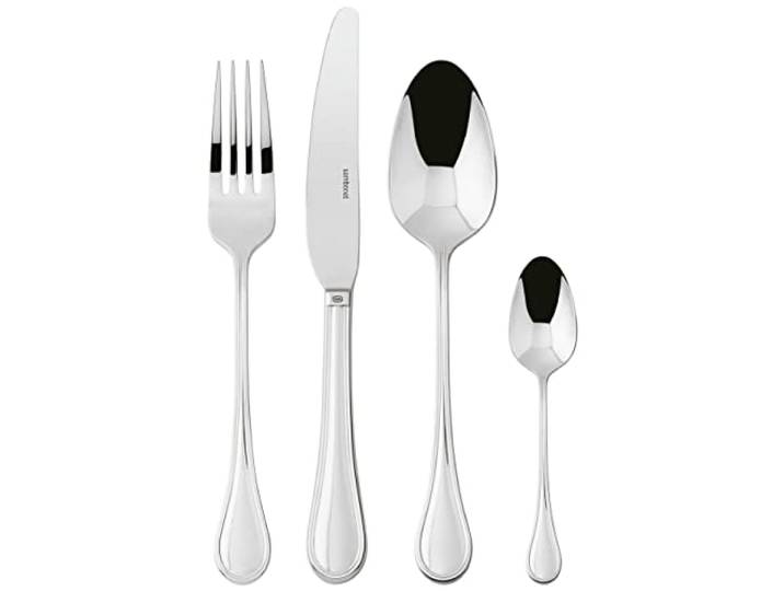 Sambonet Royal 52563-G2 - Tafelbesteck aus Edelstahl 18/10, für 12 Personen, 48 Teile: 12 Gabeln, 12 Löffel, 12 Messer, 12 Teelöffel, spülmaschinenfest, Kupfer