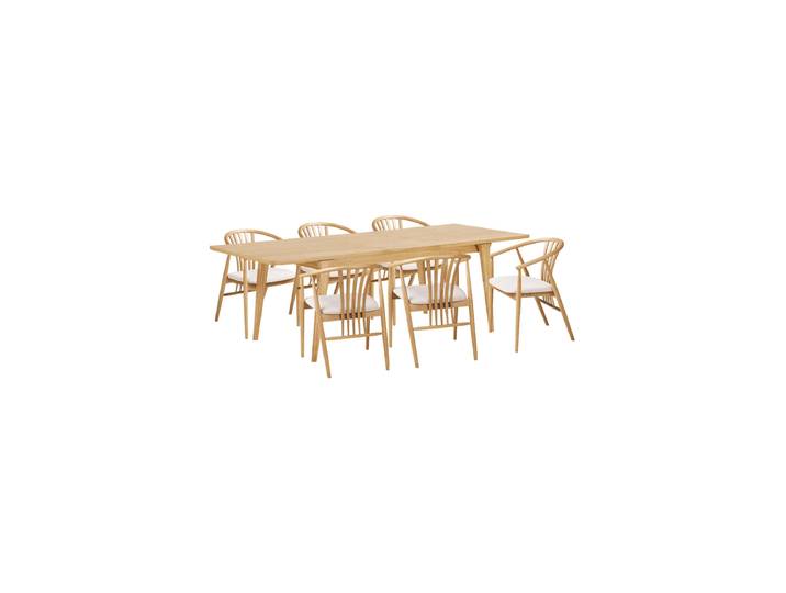 Grosses, 7-teiliges Design Esszimmer-Set „Darwin & Agustin“ Eiche Natural Nordic Living