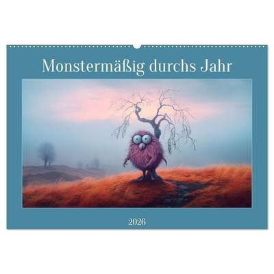Monstermäßig durchs Jahr (Wandkalender 2026 DIN A2 quer), CALVENDO Monatskalender
