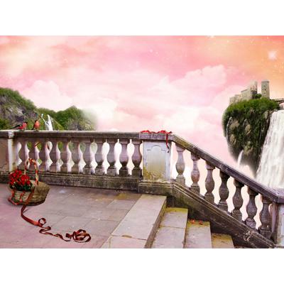 Fototapete PAPERMOON "Treppe in Fantasiewelt", bunt, B:3,5m L:2,6m, Vlies, Tapeten