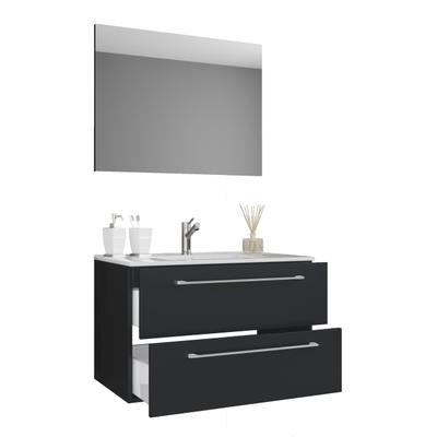 Waschtisch VCM "3-tlg. Waschplatz Waschtisch Badinos Schublade SP", schwarz, B:80cm T:46cm, Waschtische, Waschtisch