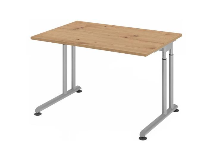 ZENO 12 S Schreibtisch 120 x 80 höhenverstellbar Asteiche/Silber