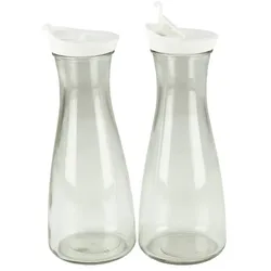 GVK ECO Glaskaraffe mit Deckel 1 Liter 2 Stück Weiß/Weiß