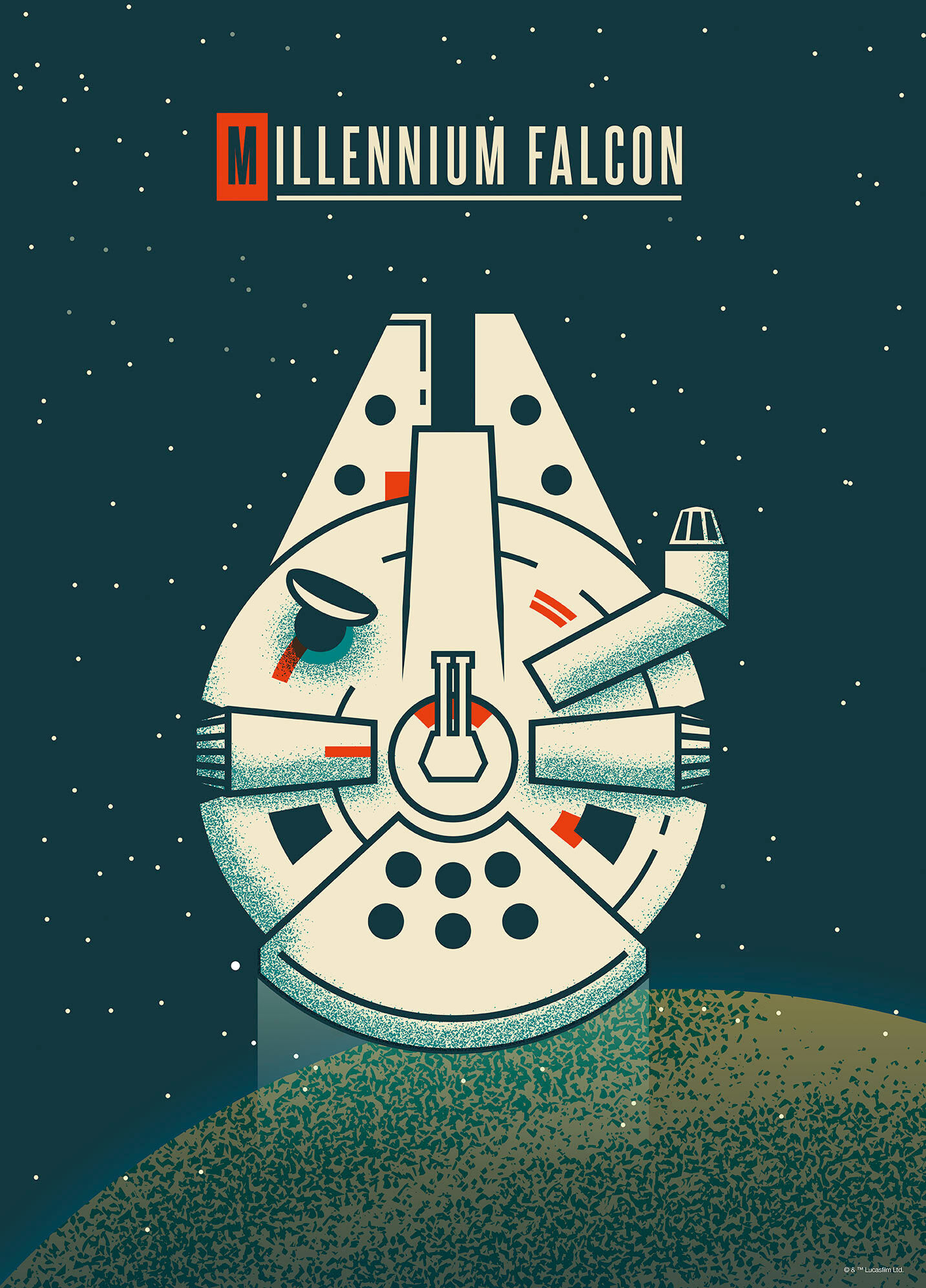 Wandbild KOMAR "Star Wars Geeky Millennium Falcon", bunt (farbe bild(er): bunt), Disney, 1 Stk., Vlies, Bilder, Wandbild, 50 x 70 cm (Breite x Höhe) - Kinderzimmer, Dekoration farbe bild(er): bunt Disney, 1 Stk.