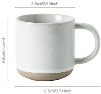 Youfap Market Modern Design White Small Frosted Ceramic Tumblers, Unglazed Base Speckled Coffee Mug With Handle white