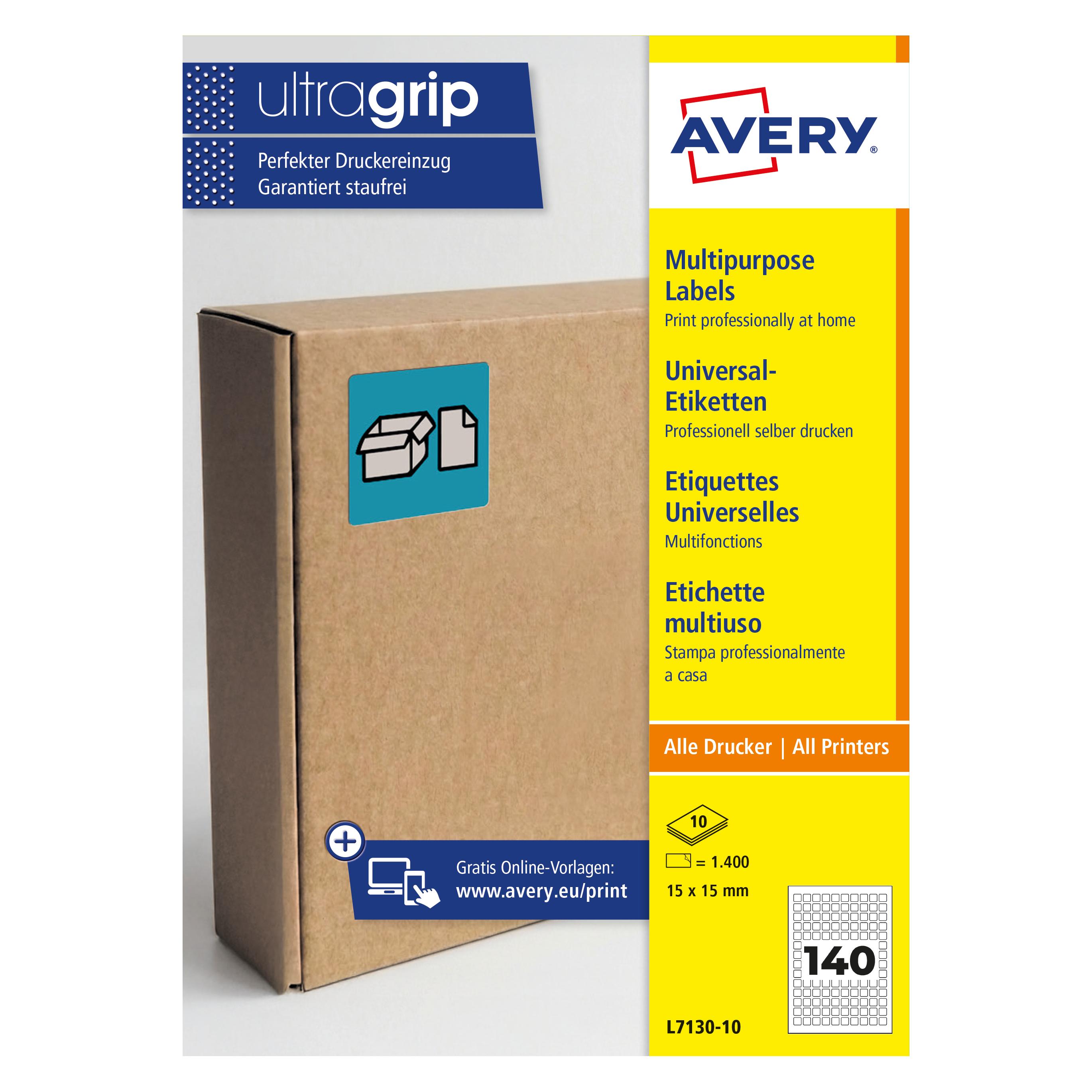 Avery Universaletiketten 15x15 PPWR weiss (L7130-10)