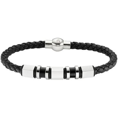 Lederarmband BRUNO BANANI "Schmuck", schwarz (edelstahlfarben, schwarz), Armbänder, Damen, 21cm, Edelstahl Leder, Edelstahl, Leder, Lederarmband