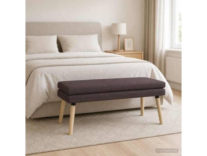 NLQMSU Bank, doppellagig, Dunkelbraun, 110 x 40 x 47 cm, Stoff Rahmen aus Holz, Füße aus Gummibaumholz, Schaumstoffkissen, Stoff 100 % Polyester, Schlafzimmer, Wohnzimmer, Flure
