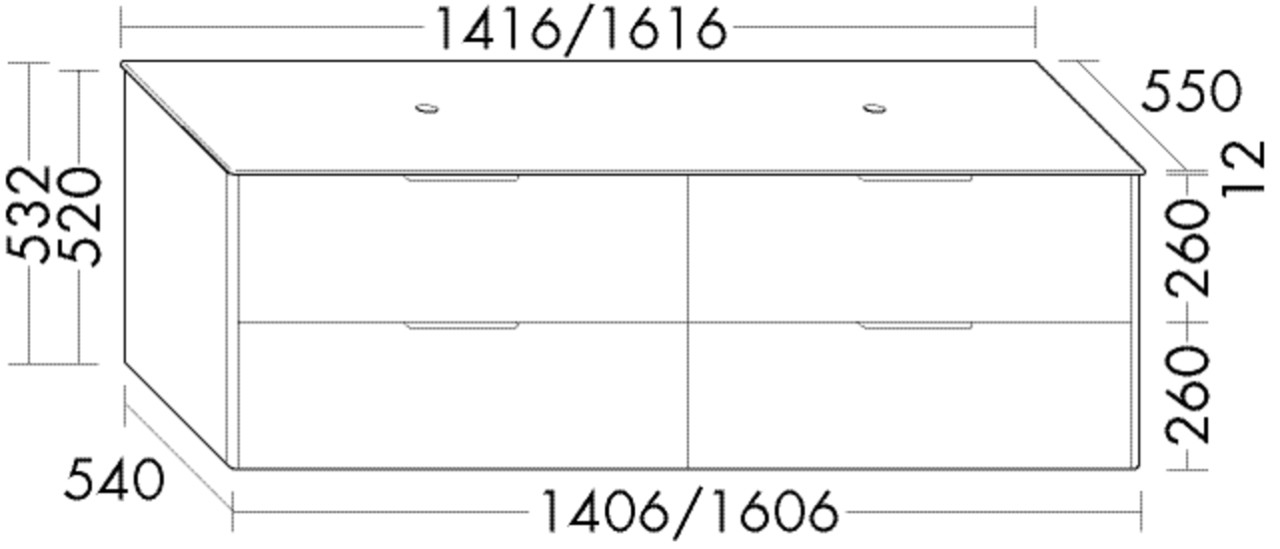 Burgbad Waschtischunterschrank+Konsolenplatte Oteo Kieselgrau Softmatt/Feinstein Beton SHMF161F7433A0390