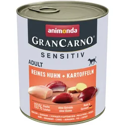animonda Gran Carno Sensitive Adult 800g Dose Hundenassfutter Sparpaket 12 x 800 Gramm Reines Huhn + Kartoffeln
