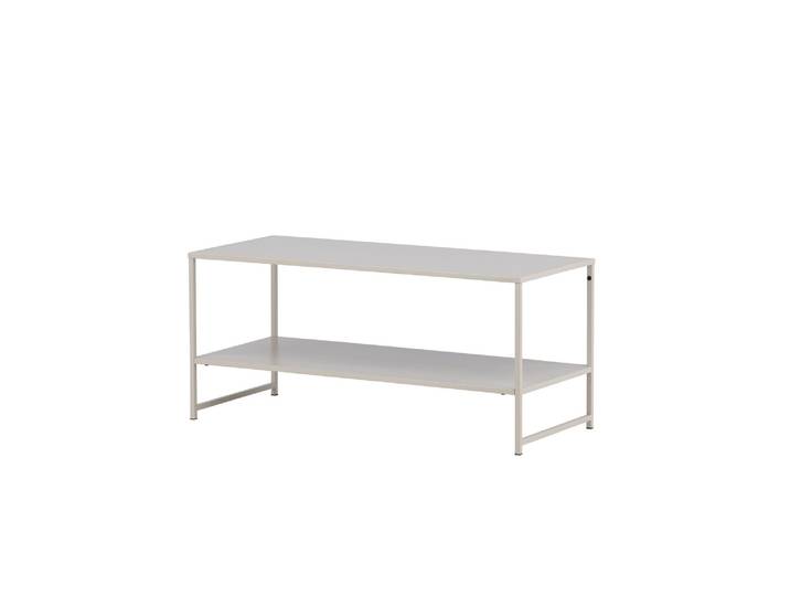 Couchtisch VENTURE HOME Staal, Beistelltisch mit Regalboden in Beige, 102 × 43 cm , weiss (beige, beige, beige), B:43cm H:45cm T:102cm, Tische, Couchtisch, Ablagetisch, Stahl pulverbeschichtet, mit Regal, schlank, modern