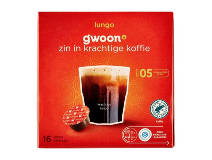 G'woon Lungo Koffiecapsules - 16 stuks, 112 g