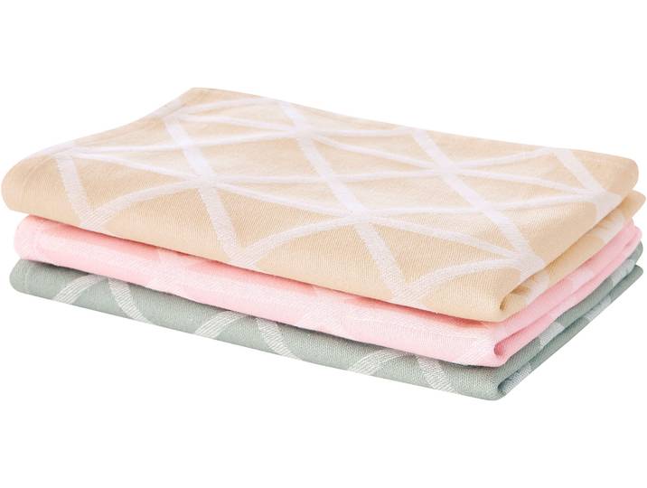 Geschirrtuch OTTO HOME Brea , beige (pink, sand, grün), B:50cm L:65cm, Geschirrtücher, Geschirrtuch, 100 % Baumwolle, 3er-Set, 50 × 65 cm, attraktives Design