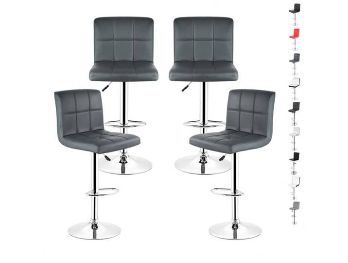 HSTURYZ Tabouret de Bar Lot de 4 Chaise de Bar Réglage en Hauteur avec Dossier Rotatif à 360 Degrés Gris