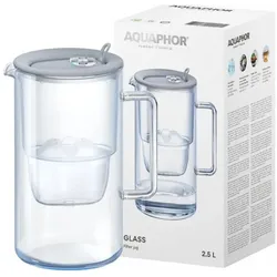 Aquaphor Dzbanek filtrujacy Szklany dzbanek filtrujacy 2 5l szary + 1 wklad Maxfor Plus Mg, Wasserfilterkanne, Grau