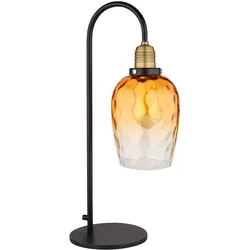 Tischleuchte Beistelllampe Leseleuchte Nachttischlampe Messing Glas Amber H 55cm