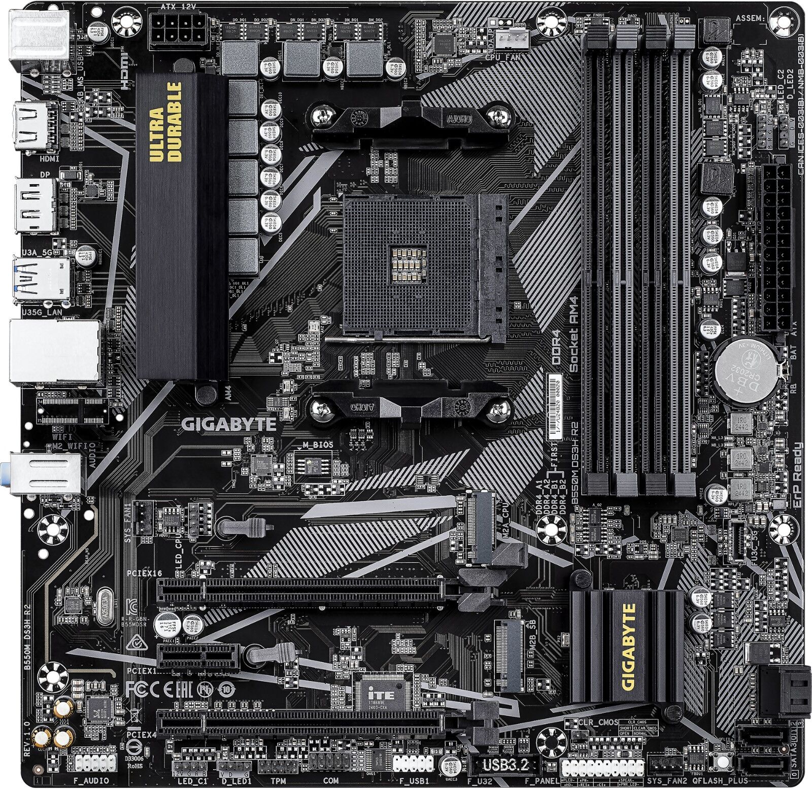 GIGABYTE B550M DS3H R2 AMD B550 Micro-ATX Socket AM4 DDR4 Motherboard - Wired