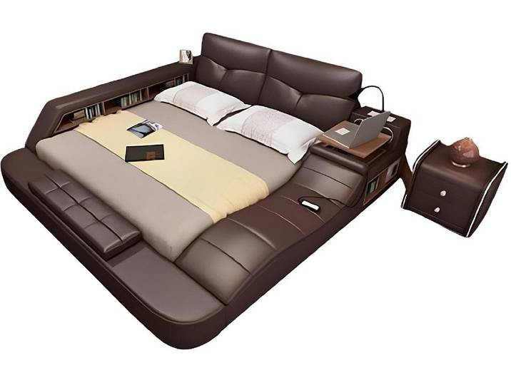 Xlmoebel Multimediabett Exklusives Polsterbett im edlen Lederdesign für erholsame Nächte (Bett, 1-tlg., Bett), Hergestellt in Europa