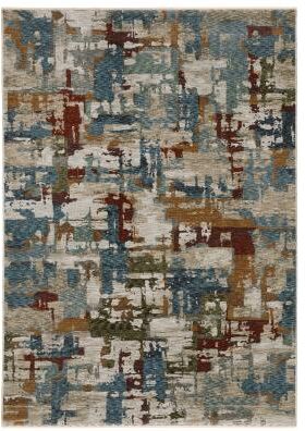 Style Haven Hendrix Industrial Abstract Blue/ Multi Fringe Edge Area Rug