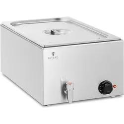 Royal Catering Bain Marie Warmhaltebehälter Speisenwärmer Ablasshahn 600 W 1 GN 1/1, Speisewärmer, Silber