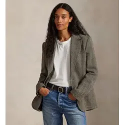 Polo Ralph Lauren für Damen. 211891070002 Einreihiger Blazer in Fischgrätmuster Fischgrätmuster grau-grün (42), Lässig, Leinen, Klassisch