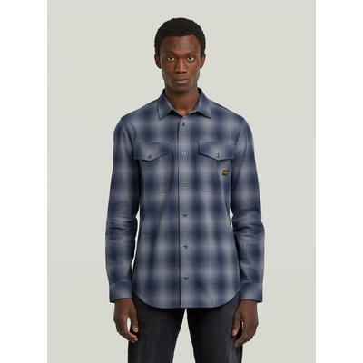 Langarmshirt G-STAR "Marine Slim Hemd", Herren, Gr. L, blau (rank blau vanderbilt check), Obermaterial: 100% Baumwolle, Shirts Langarmshirt