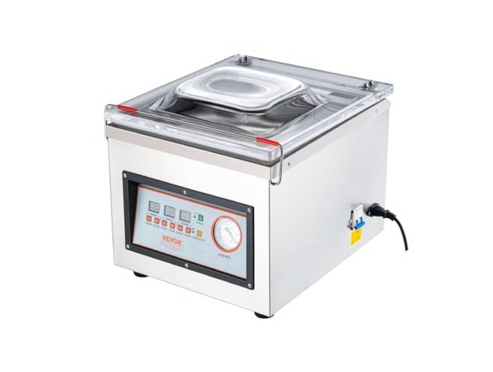 VEVOR Kammer-Vakuumierer 320 W Vakuumiergerät mit 320 mm Versiegelungslänge Zur Aufbewahrung für Feuchte Lebensmittel & Fleisch im Privaten & Gewerblichen Bereich, Edelstahlgehäuse, Multifunktional
