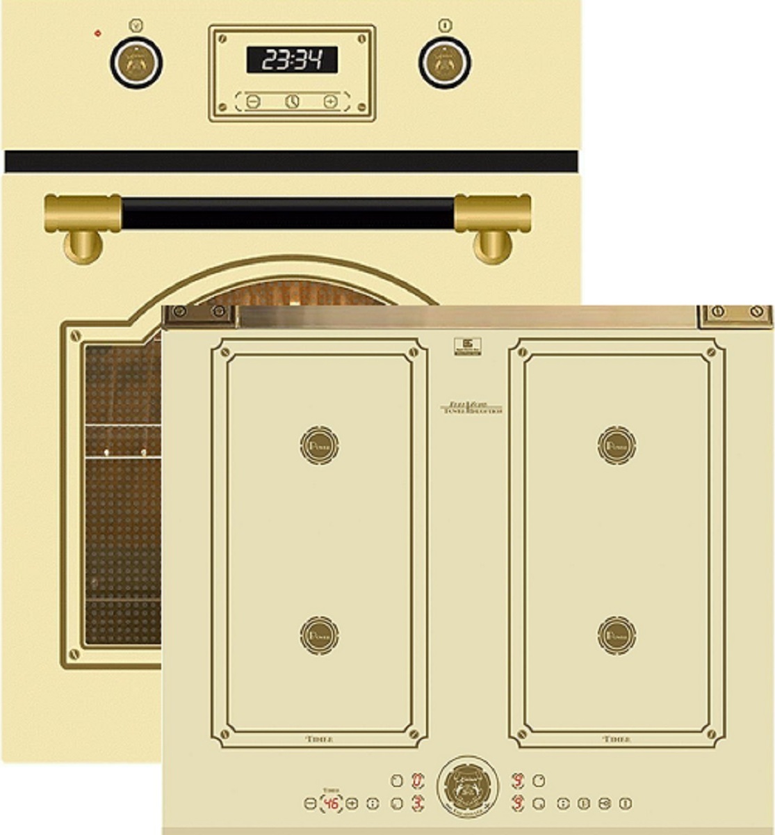 Kaiser Küchengeräte Induktions Herd-Set EH 4796 ElfAD Einbaubackofen 45 cm +KCT 6745 FI ElfAD Induktionskochfeld